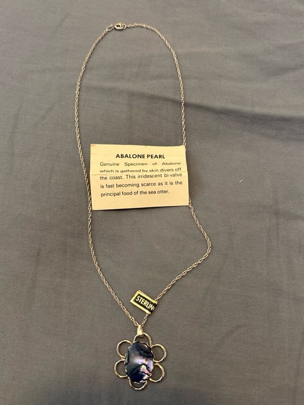Sterling Silver Abalone Pearl Pendant Necklace